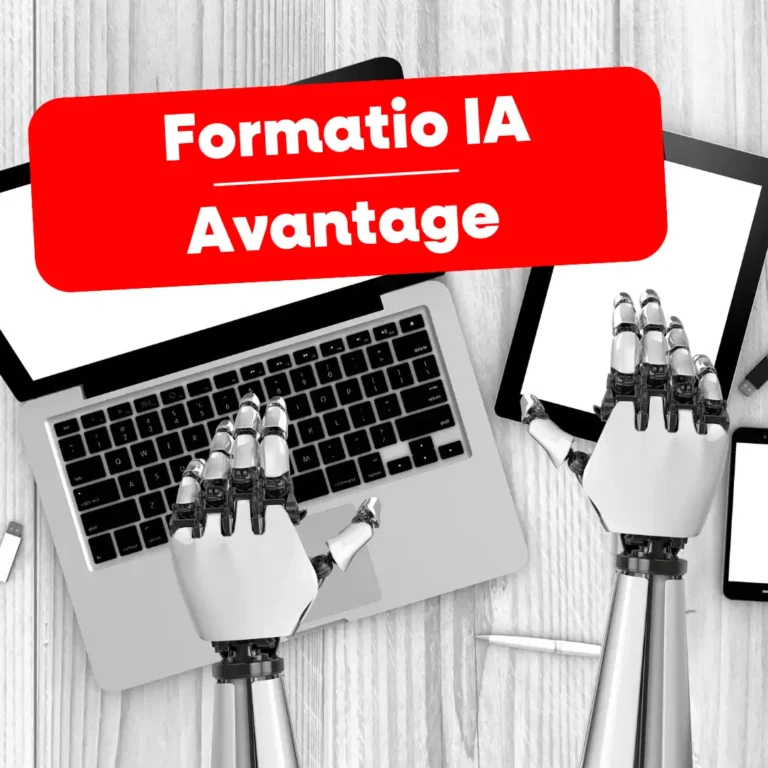 Formation IA en présentiel avec un formateur expliquant des concepts d’intelligence artificielle à des participants.