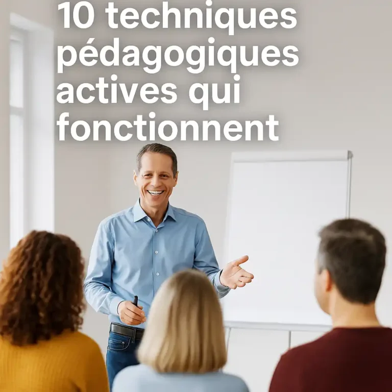 Formateur expliquant des techniques pédagogiques actives à un groupe
